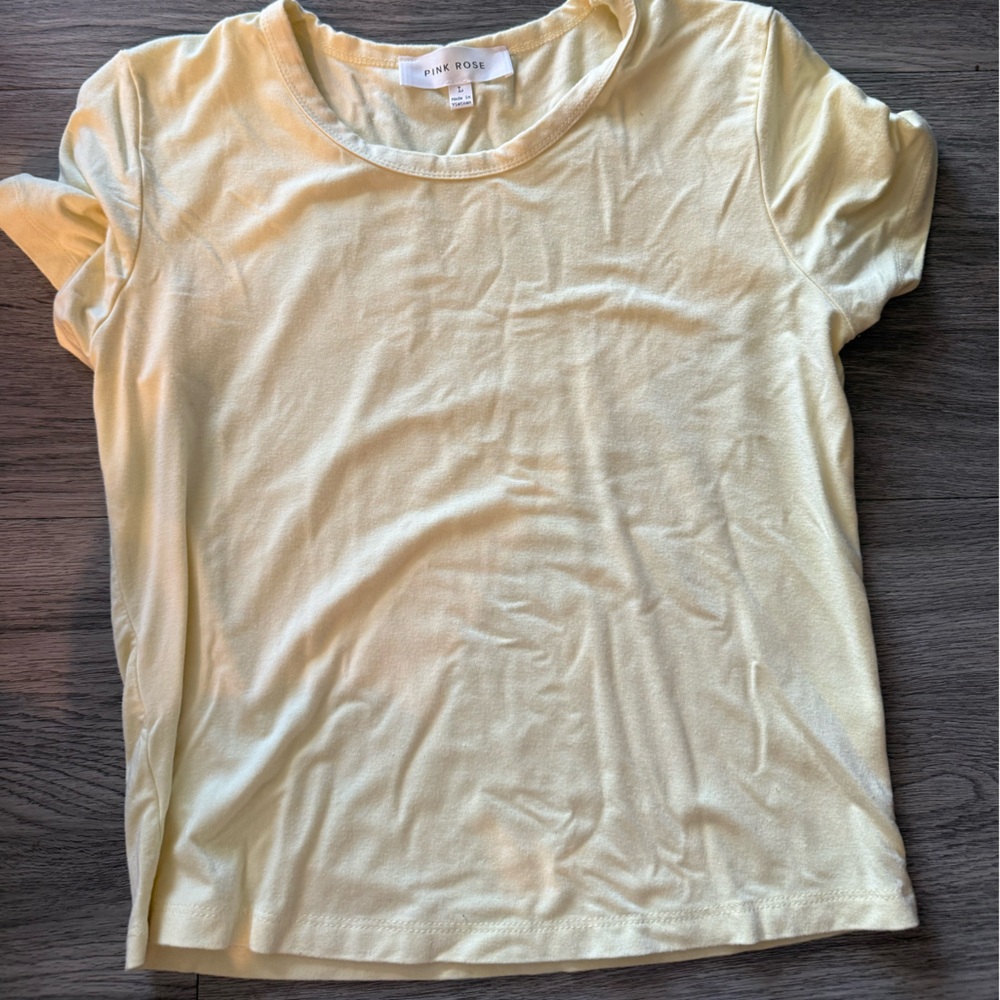 Pink Rose Light Yellow Short Sleeve Tee